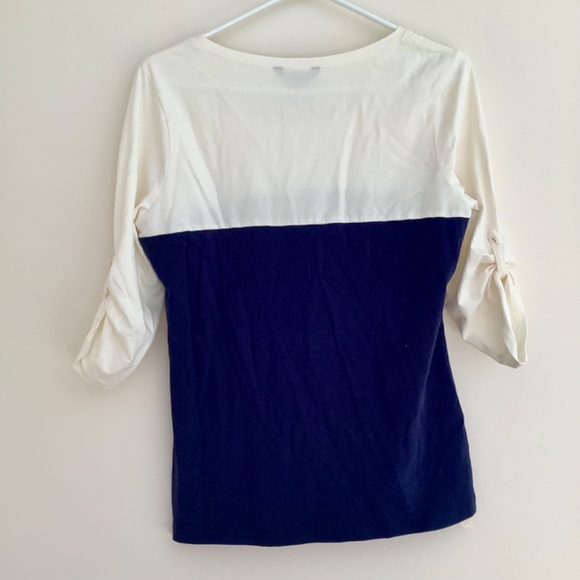 Tommy Hilfiger White and Navy Scoop Neck Top - Picture 5 of 5